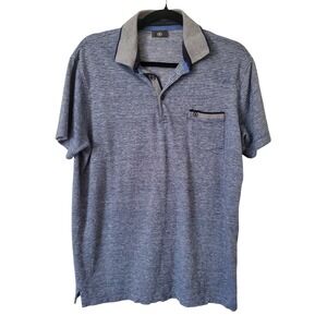 Bogner Mens Blue White Striped Cotton Linen Short Sleeve Polo Shirt Size M /‎ L